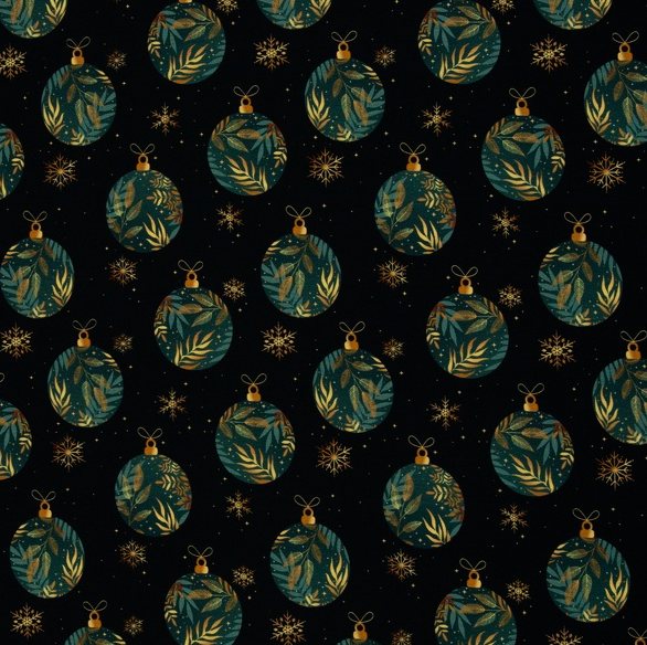 Gebrushte sweaterstof donkerblauw met kerstballen